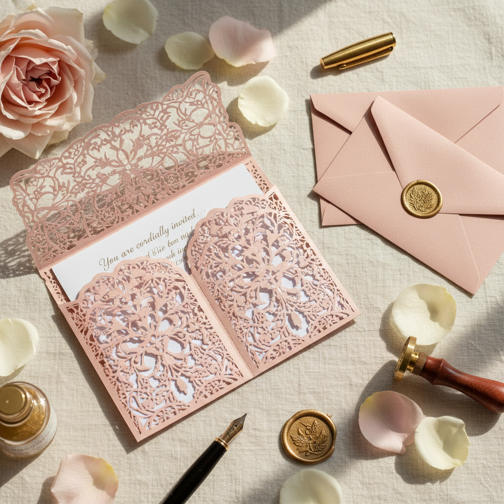 The Real Difference Between Flat Cards and Laser Cut Wedding Invitation Pocket Ideas — And Which One Fits Your Wedding Style