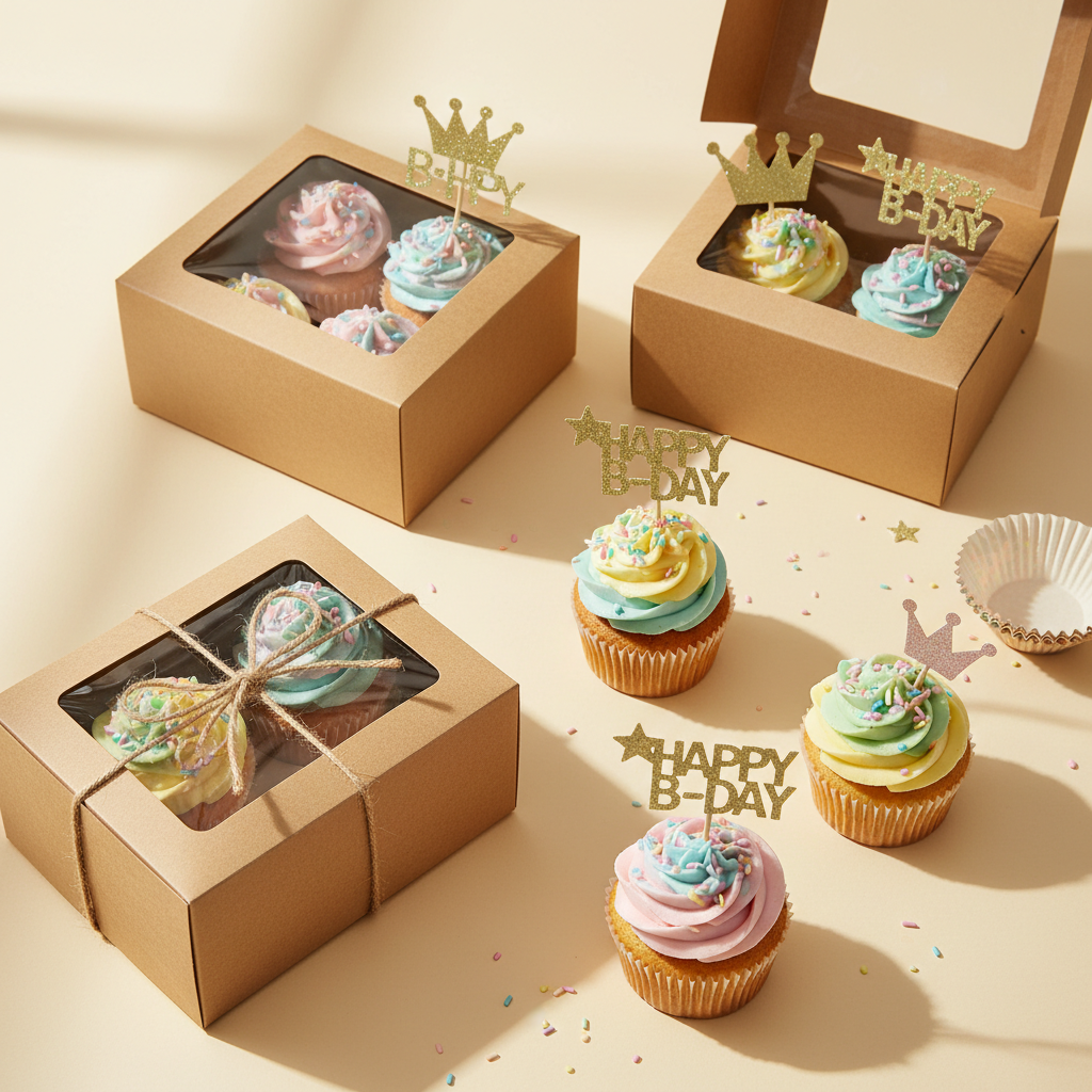 Small Space, Big Impact: How to Use Kraft Cupcake Boxes in Your Birthday Bakery Packaging