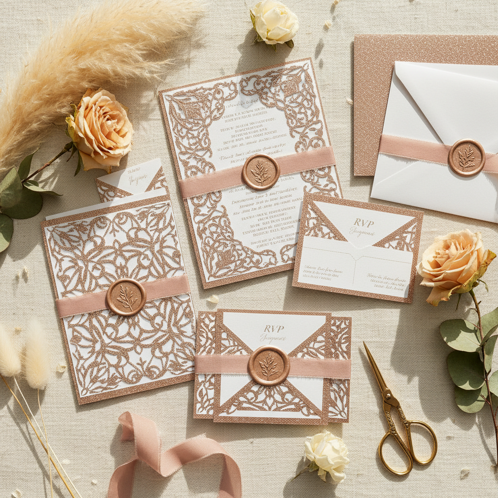 Glitter Laser Cut Wedding Invitation Set Trends Worth Following — and 4 You Should Skip
