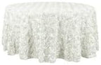 Efavormart 132" Wholesale Round Table Cover Ivory Grandiose Rosette 3D Satin Tablecloth for Wedding Party Event Decoration