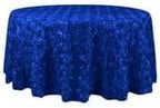 Efavormart 132" Wholesale Round Table Cover Royal Blue Grandiose Rosette 3D Satin Tablecloth for Wedding Party Event Decoration