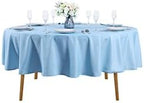 60 inch Round Tablecloth Washable Polyester Table Cloth Decorative Table Cover for Wedding Party Dining Banquet（60 inch,Blue Mist）