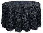 Efavormart 120" Wholesale Round Table Cover Black Grandiose Rosette 3D Satin Tablecloth for Wedding Party Event Decoration