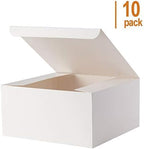 GEFTOL Gift Box 10 Pack 8 x 8 x 4 inches Fold Box Paper Gift Box Bridesmaids Proposal Box for Bridal Birthday Party Christmas (White)