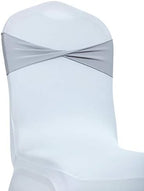 VDS Pack of 25 PCS | Light Silver | Spandex Chair Sashes Bows Without Buckle | Stretch Elastic Banquet Universal Folding Chair Band Tie with for Wedding Party Conference Celebration Event Decoration
