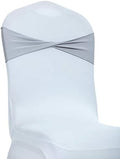 VDS Pack of 100 PCS | Light Silver | Spandex Chair Sashes Bows Without Buckle | Stretch Elastic Banquet Universal Folding Chair Band Tie with for Wedding Party Conference Celebration Event Decoration