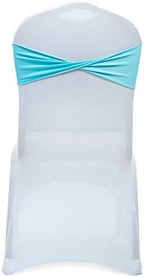 VDS Pack of 300 PCS | Aqua Blue| Spandex Chair Sashes Bows Without Buckle | Stretch Elastic Banquet Universal Folding Chair Band Tie with for Wedding Party Conference Celebration Event Decoration