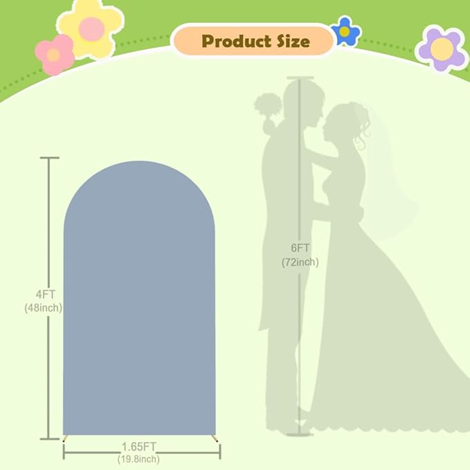 Dusty Blue Arch Cover 4ft Arch Spandex Cover for Metal Arch Backdrop Stand Wedding Arch Backdrop Cover Chiara Wall Covers Balloon Arch Covers Stretchy Bakcdrop for Baby Shower Wedding Decor
