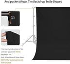 12x10 FT Black Backdrop Background, 100% Polyester Photography Backdrop Screen Foldable Washable Black Screen for Professional Photo Studio Photoshoot Portraits Party