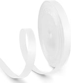 3/8 Inch 25 Yards Satin Ribbon White, Solid Color Fabric Ribbon for Gift Wrapping, Wedding, Polyester Gift Ribbon for Birthday Party Decoration, Craft, Hair, Floral, Sewing