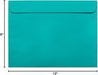 JAM PAPER 9 x 12 Booklet Colored Envelopes - Sea Blue Recycled - 50/Pack