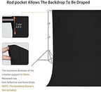 10 x 10 FT Black Backdrop Background, 100% Polyester Photography Backdrop Foldable Washable Black Screen for Photoshoot Portraits Party Video Studio Shooting