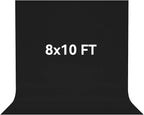 8X10 FT Black Backdrop, 100% Polyester Photography Background Curtain Screen, Foldable Black Screen Washable for Professional Photoshoot Portraits Party Video Studio