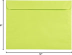 JAM PAPER 9 x 12 Booklet Colored Envelopes - Ultra Lime Green - Bulk 500/Box