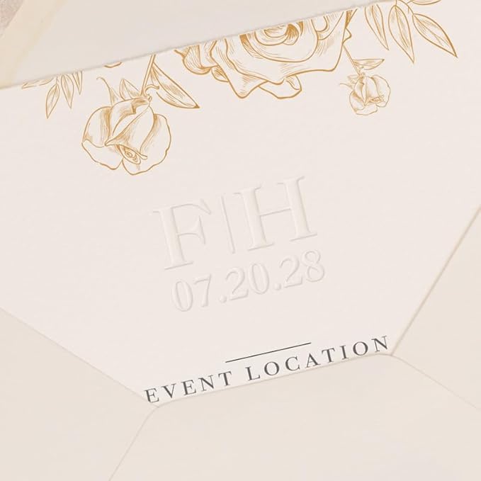 Personalized Wedding Embosser | Custom Made with Initials or Monograms for Couples | Elegant Designs for Stationery, Invitations, Napkins, and More (Design 8)