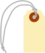 SmartSign Blank Manila Shipping Tags with Elastic Strings - Pack of 250, Size-1, 13pt Thick Pre-Strung Cardstock Tag, 2.75 x 1.375 inch, Paper Hang Tags with Reinforced Fiber Patch