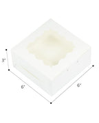 Bakepacker 100pcs White Cookie Boxes 6x6x3 inches Easy Assemble Macaroon Pastry Boxes Bakery Boxes with Window for Bakery