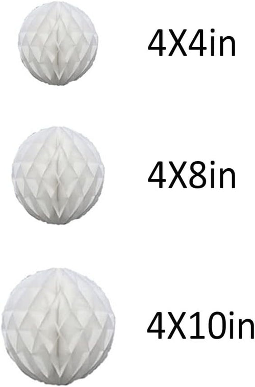 12pcs Party Honeycomb Balls Decorations 4'' 8'' 10'' Honeycomb Ball Flower Tissue Pom Poms Flower Balls Hanging Flower Balls for Baby Shower Birthday Wedding Nursery Wall Decor(4'' 8'' 10'' White)