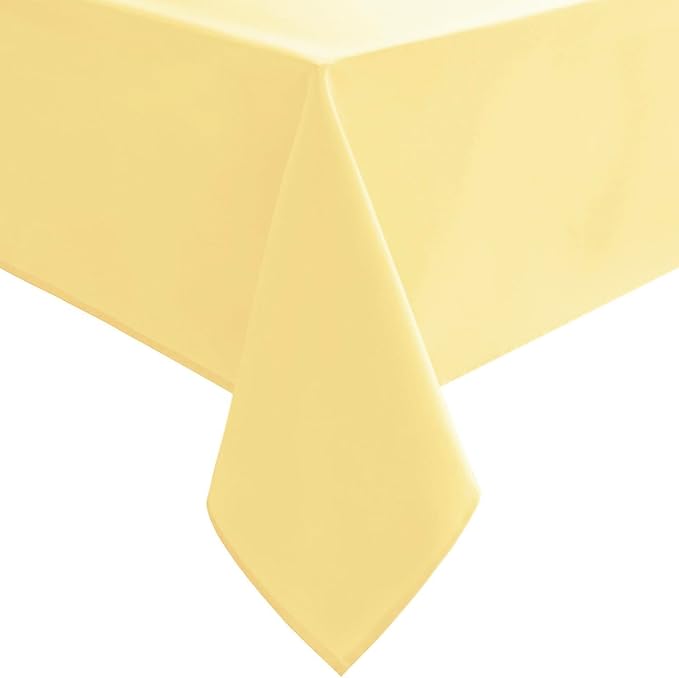 Hiasan Waterproof Tablecloth Rectangle - Washable Fabric Table Cloth for Dining Room Kitchen Birthday Party and Outdoor Use, Light Yellow, 70 x 108 Inch