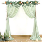 PARTISKY 10x7ft Sage Green Chiffon Backdrop Curtains, Wrinkle-Free Sheer Fabric Photo Drapes for Wedding Ceremony Arch Birthday Baby Shower Photography Stage Decor 5x7ft, 2 Panel