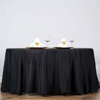 Efavormart Round Tablecloth, 132 Inch Stain & Wrinkle Resistant Washable Table Cloth, Decorative Polyester Fabric Table Cover for Banquet, Wedding, Dining- Black
