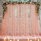 20x10 Peach Tulle Backdrop Curtains for Parties, Sheer Backdrop Curtain Wedding Photo Background Drapes for Baby Shower Photography Birthday Party