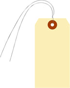 SmartSign Blank Manila Tags with Wire (Pre-Attached)- Pack of 100, Size-5, 13pt Thick Cardstock Shipping Tag, 4 3/4" x 2 3/8" Paper Hang Tags with Reinforced Fiber Patch