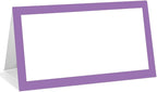 25 Pack Purple Border Place Cards, Editable Name Cards for Table Setting, Tent Cards Food Label for Dinner Party, Bridal Shower, Wedding, Baby Shower and Events -T24
