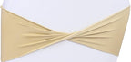 VDS Pack of 300 PCS | Champagne | Spandex Chair Sashes Bows Without Buckle | Stretch Elastic Banquet Universal Folding Chair Band Tie with for Wedding Party Conference Celebration Event Decoration