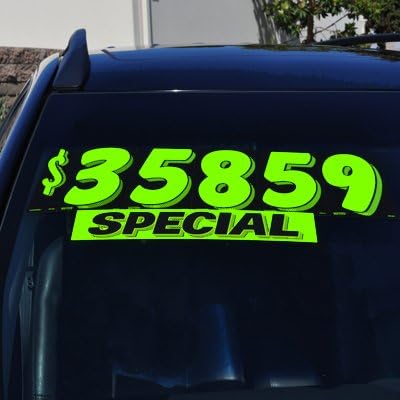 Ez-line Vinyl Windshield Stickers 3 Dozen 15 Inch Chartreuse Slogan Dealership Pro Pack for Car Lots (EZ115-Pack11)