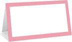 25 Pack Blush Pink Border Place Cards, Editable Name Cards for Table Setting, Tent Cards Food Label for Dinner Party, Bridal Shower, Wedding, Baby Shower and Events -T23