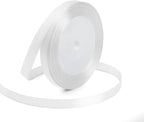 KMER LIFE 3/8 Inches x 25 Yards White Satin Ribbon Solid Fabric Ribbons for Crafts, Wedding Decor, DIY Hair Accessories, Sewing, Gift Package Wrapping, Valentine's Day Bouquet and More