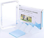 Boxalls 6x8 Inches Acrylic Picture Frame, Double Sided Clear Frameless Photo Frame with Magnetic Desktop Transparent