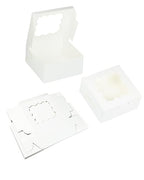 Bakepacker 100pcs White Cookie Boxes 6x6x3 inches Easy Assemble Macaroon Pastry Boxes Bakery Boxes with Window for Bakery