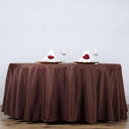 Efavormart Round Tablecloth, 132 Inch Stain & Wrinkle Resistant Washable Table Cloth, Decorative Polyester Fabric Table Cover for Banquet, Wedding, Dining- Chocolate