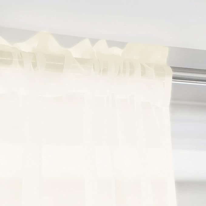 Window Beige Sheer Curtains 60 Inches Width 63 Inches Long 2 Panels Sheer Curtains Clear Curtains Basic Rod Pocket Panel for Home/Living Room/Bedroom/Kids Room