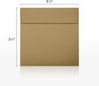 LUXPaper Square Invitation Envelopes | Peel & Press | 5 3/4" x 5 3/4" | Grocery Bag Brown | 70lb. Text | 50 Qty
