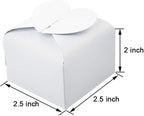 AWELL White Candy Box Bulk 2.5x2x2.5 inches with Heart Bow Party Favor Box,White Glitter,Pack of 50
