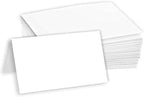 Hamilco Blank Tent Name Place Table Cards 3 1/2" x 2" Folded Card Stock - White Cardstock Paper 80lb Cover - 100 Pack