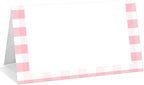 25 Pack Pink Stripes Place Cards, Editable Name Cards for Table Setting, Tent Cards Food Label for Dinner Party, Bridal Shower, Wedding, Baby Shower and Events -T01
