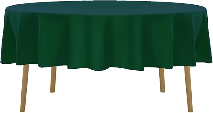 60 inch Round Tablecloth Washable Polyester Table Cloth Decorative Table Cover for Wedding Party Dining Banquet（60 inch,Hunter）
