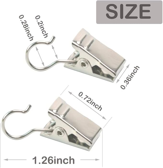 30 Pcs Curtain Clips with Hooks, Heavy Duty Metal Shower Clip Hook Set for Hanging Photos Art Craft Display Home Decoration