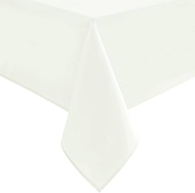 Hiasan Ivory Tablecloth for Rectangle Tables - Waterproof and Spillproof Washable Fabric Table Cloth for Dining Room Kitchen Party, 60 x 102 Inch
