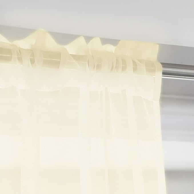 Window Light Yellow Sheer Curtains 60 x 84 Inches 2 Panels - Clear Basic Rod Pocket Panel for Living Room, Bedroom, Kids Room, Yard, Patio, Parlor, Sliding