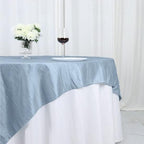 Tableclothsfactory 72"X72" Dusty Blue Accordion Crinkle Taffeta Table Overlay, Square Tablecloth Topper