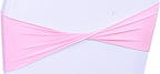 MDS Pack of 75 Spandex Chair Sashes Bows Elastic Stretch Dining Chair Bands Ties Without Slider Buckle Universal fits for Wedding Baby Shower Birthday Party Banquet Event Decoration - Pink