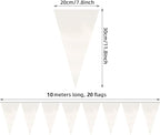 20M/65FT White Triangle Pennant Banner Flag Metallic Fabric Bunting Garland for Christmas Graduation Wedding Engagement Anniversary Bachelorette Birthday Bridal Shower Valentines Hen Party Supplies