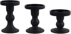 3-Piece Set of Black Glass Candlestick, Crystal Candlestick Holder Holder and Conical Candle, Christmas Candle Holder Decoration, Family Living Room Wedding Candle Holder (black1set)