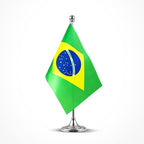 Brazil Flag Brazilian Flags, Small Mini Brazilian Desk Flag, Used for Table Office Classroom Home Patriotic Events Decorations