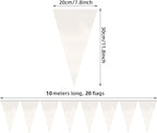 40M/130FT White Triangle Pennant Banner Flag Metallic Fabric Bunting Garland for Christmas Graduation Wedding Engagement Anniversary Bachelorette Birthday Bridal Shower Valentines Hen Party Supplies
